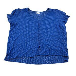 Wonderly Blue Short Sleeve Button-Up Blouse Size 2X Plus